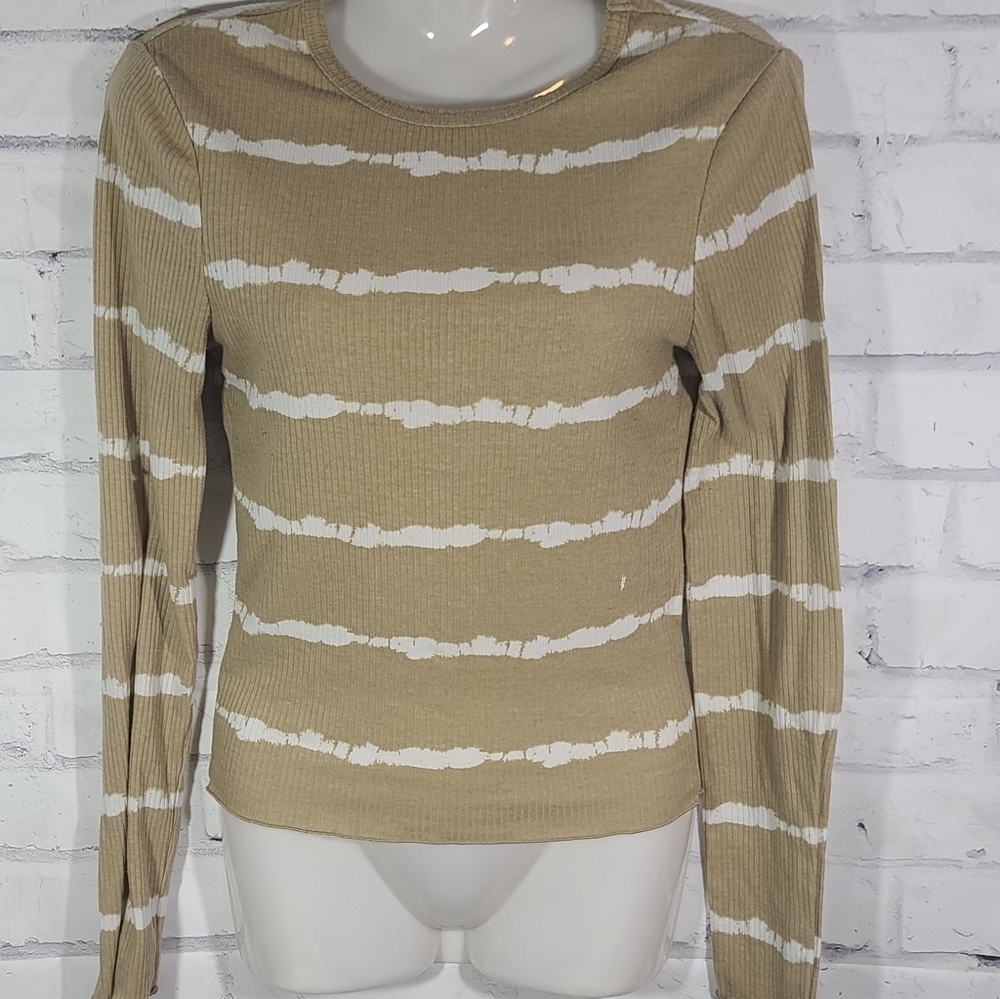 Cotton On Tie Dye Look Striped Long Sleeve Tee, Small
